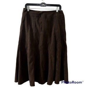 Dressbarn Brown Velvet Full Midi Skirt Side Zipper Size 10